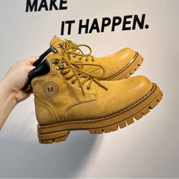 Spring Mid-top Leather Shoes Short Boots Retro Mountaineering Boots Men's Outdoor Casual Short Boots_viptrois.com