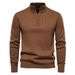 Autumn And Winter New Stand Collar Men's Half Zipper Solid Color Knitted High Quality Sweater Men_viptrois.com