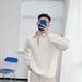 Men's Clothing Autumn New Style Half Zip Sweatshirt Men's American Retro Loose Casual Design Niche Top Solid Color Pullover_viptrois.com