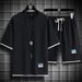 Set Of Men's Fasable Plaid Short Sleeved T-shirt, Summer New Youth Quick Drying Ultra-thin Shorts, Two-piece Set_viptrois.com