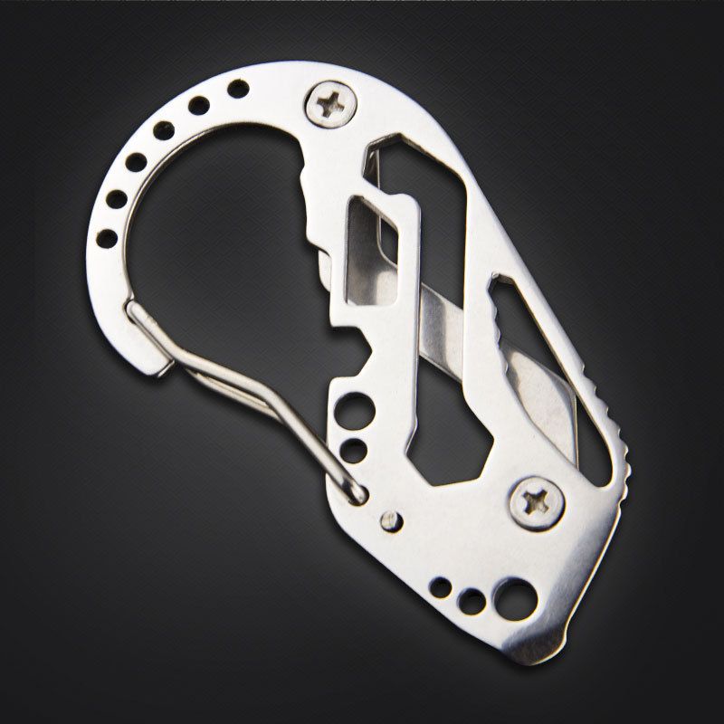 Portable EDC Tool Outdoor Multi-Hole Carabiner Multifunctional Stainless Steel Mini Keychain Camping Gadget_viptrois.com