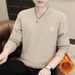 Men's Fleece Crew Neck Long Sleeve T-Shirt Thermal Sweater_viptrois.com