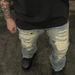 Men's Distressed Washed Ripped Jeans High Street Grunge Style Patchwork Splatter Paint Loose Straight Leg Flared Hem_viptrois.com