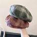 New Korean Dopamine Colorful Plaid Beret Women, Sweet British Style Artist Hat, Checkered Octagonal Hat For Autumn_viptrois.com