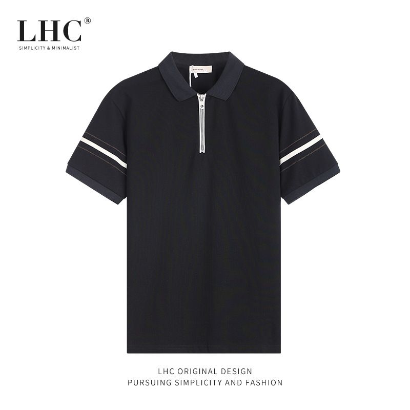 Men's Clothing LHC Business Casual Polo Shirt Men's High End Summer Lapel Solid Color Paul Men's Sports Short Sleeved T Shirt Men_viptrois.com