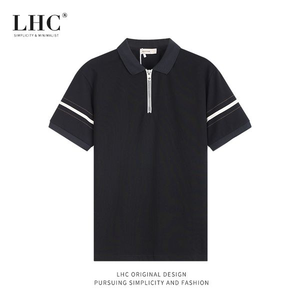 Men's Clothing LHC Business Casual Polo Shirt Men's High End Summer Lapel Solid Color Paul Men's Sports Short Sleeved T Shirt Men_viptrois.com