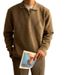 Autumn And Winter Henry Collar Knitted Sweater Men's Solid Color Lapel Jacket_viptrois.com