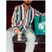 CT Western Style Colorful Striped Casual Sleeve Men's Long Shirt_viptrois.com