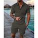 Men's Knit Polo & Shorts Set - Zipper Lapel Casual Short Sleeve Outfit_viptrois.com