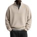 Men's Waffle-Knit Half-Zip Sweatshirt – Seasonless Stretch Polyester Pullover (Breathable Grid Texture, 10 Colors, S-5XL)_viptrois.com