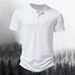 Unbeatable Quality Ins 2025 Summer Sale Men's Solid Color Henry Collar Short Sleeve T-shirt Polo Shirt_viptrois.com