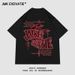 Men's Clothing Washed Retro Hip Hop Print Loose Five Point Sleeve T Shirt_viptrois.com