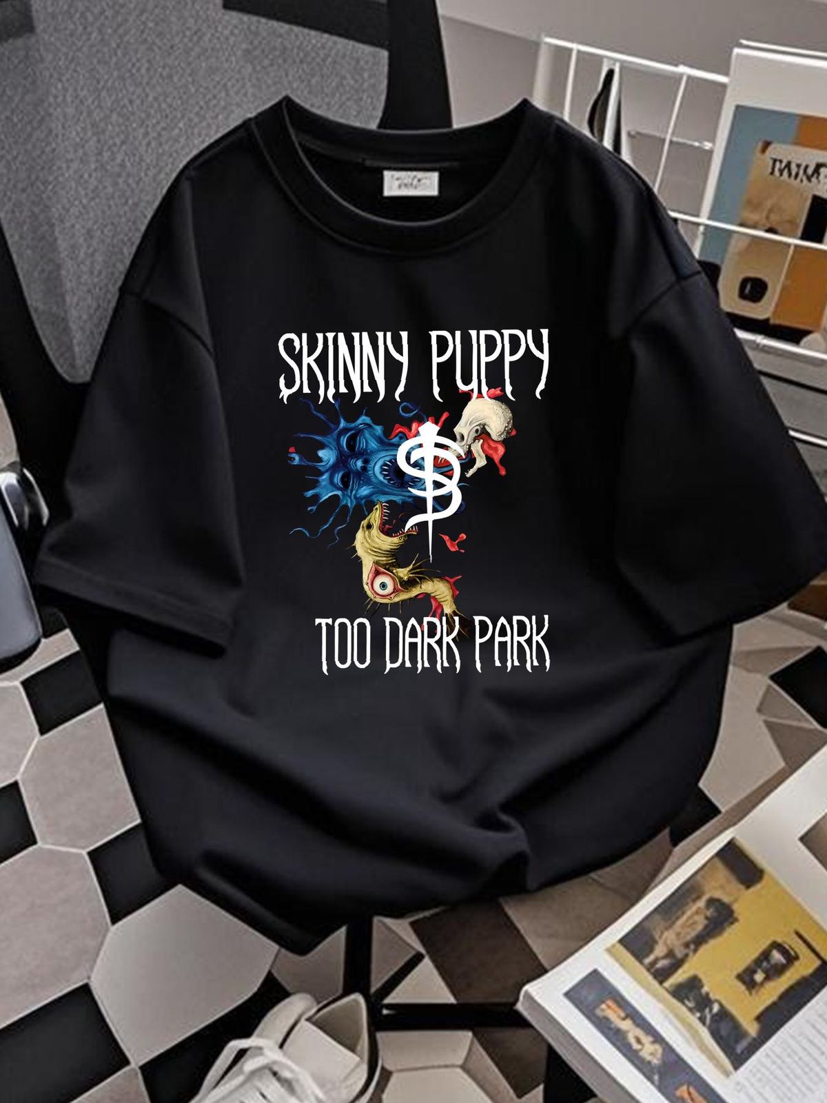 SKINNY PUPPY Too Dark Park T-Shirt Unisex For Men Women Tee S-4XL VN947 Summer Soft Stretched Slightly Stylish Breathable Comfortable Graphic_viptrois.com