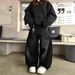 Men's Clothing American Retro Black Scimitar Jeans For Women Spring High Street Design Loose Slim Drape Wide Leg Pants Cross Border_viptrois.com