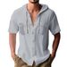 Men's Breathable Linen-Cotton Hooded Cardigan – Oversized Short Sleeve Shirt For Casual & Streetwear (S-XXXL, 8 Colors)_viptrois.com