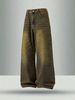 Men's Vintage Washed Straight Leg Jeans Wide Leg Casual Distressed Long Pants Style Version_viptrois.com