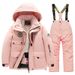 Pulse Winter Children's Suit Set Boys Fleece Lined Warm Waterproof Windproof Professional One-Piece Girls Ski Bib Pants_viptrois.com