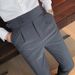 Men's Clothing Men's All Match Slim Fitting Pants Spring And Autumn Retro High Waist Business Solid Color Straight Casual Trousers_viptrois.com