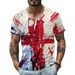 Independent Station Men's T-Shirt Cross-border Top European And American Foreign Trade Men's Clothing V-Neck Technology Printing Casual T-Shirt Short_viptrois.com