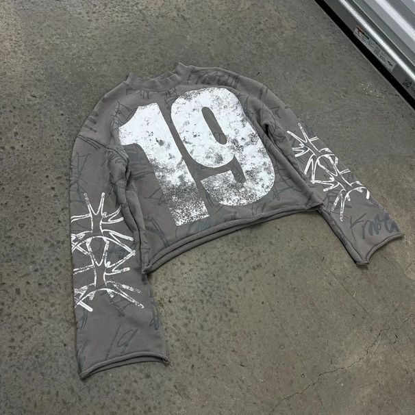 Gothic Street Digital Print Pattern T-Shirt Men's Fashion Hip Hop Vintage Y2k Men's Casual Sweater_viptrois.com