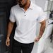 Men's Short Sleeve Shirt Spring American Style Loose Solid Color Jacquard Lapel Casual Business_viptrois.com