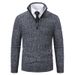 Loom Foreign Trade Autumn Winter New European And American Men's Half-Zip Pullover Knitted Fleece Lined Thickened Warm Base_viptrois.com