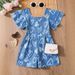 Mother & Kids INS Girls Summer Denim Print Jumpsuit Love Pattern Jumpsuit_viptrois.com