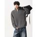 Trendy Half-Zip High Neck Solid Color For Men, Loose Fit, Autumn Winter, Japanese Lazy Style, Couple's Versatile Knitted_viptrois.com
