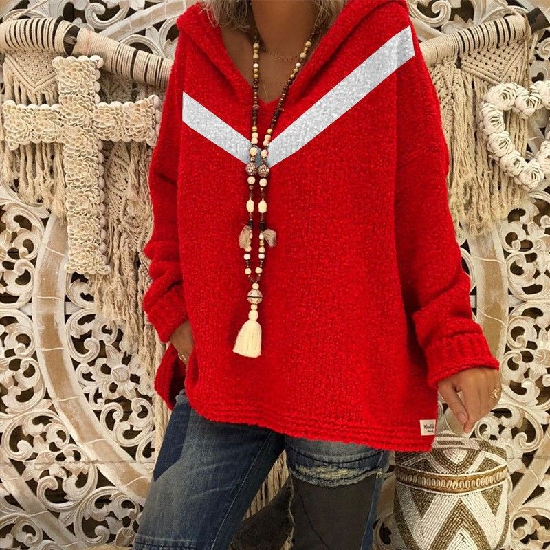 Men's Color-Block Hooded Sweater – Oversized Pullover Knit With V-Neck & Long Sleeves (S-3XL, 3 Colors) | Polyester-Viscose Blend Casual Cardigan_viptrois.com