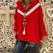 Men's Color-Block Hooded Sweater – Oversized Pullover Knit With V-Neck & Long Sleeves (S-3XL, 3 Colors) | Polyester-Viscose Blend Casual Cardigan_viptrois.com