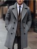 Men's Clothing Fashion Solid Color Wool Coat Korean Style Double Breasted Medium Length Woolen Windbreaker Jacket_viptrois.com