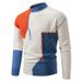 Pure In Stock Foreign Trade 2024 New Half-High Fashion Round Neck Sweater European Size Color Block Knitted Men Base Shirt_viptrois.com