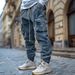 Men's Clothing Corduroy Casual Pants Men Autumn Retro Loose Workwear Pocket Hem Elastic Windproof Design Trousers_viptrois.com