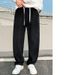 Men's Fleece-Lined Casual Pants - Relaxed Fit Straight Leg Joggers With Pockets, Soft & Warm Winter Trousers For Everyday Wear_viptrois.com
