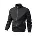 Men's Big & Tall Breathable Zippered Jacket Lightweight Casual Stand Collar Windproof Polyester Woven Coat for Spring Autumn Daily Wear M-6XL_viptrois.com