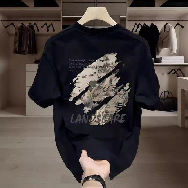 Fashionable And Rendy Brand Ligh Luxury Men's Shor T-shirt, Summer New Prin, High-end Round Neck Half Sleeved_viptrois.com