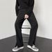 Men's High Street Style Split Hem Dress Pants Fashionable Versatile Straight Leg Floor Length Loose Drape Hong Kong Style_viptrois.com