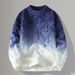 Men's Gradient Color Sweater - Trendy Round Neck Pullover For Youth & Adults (Khaki/Black-White/Greyish/Bluish, M-4XL_viptrois.com