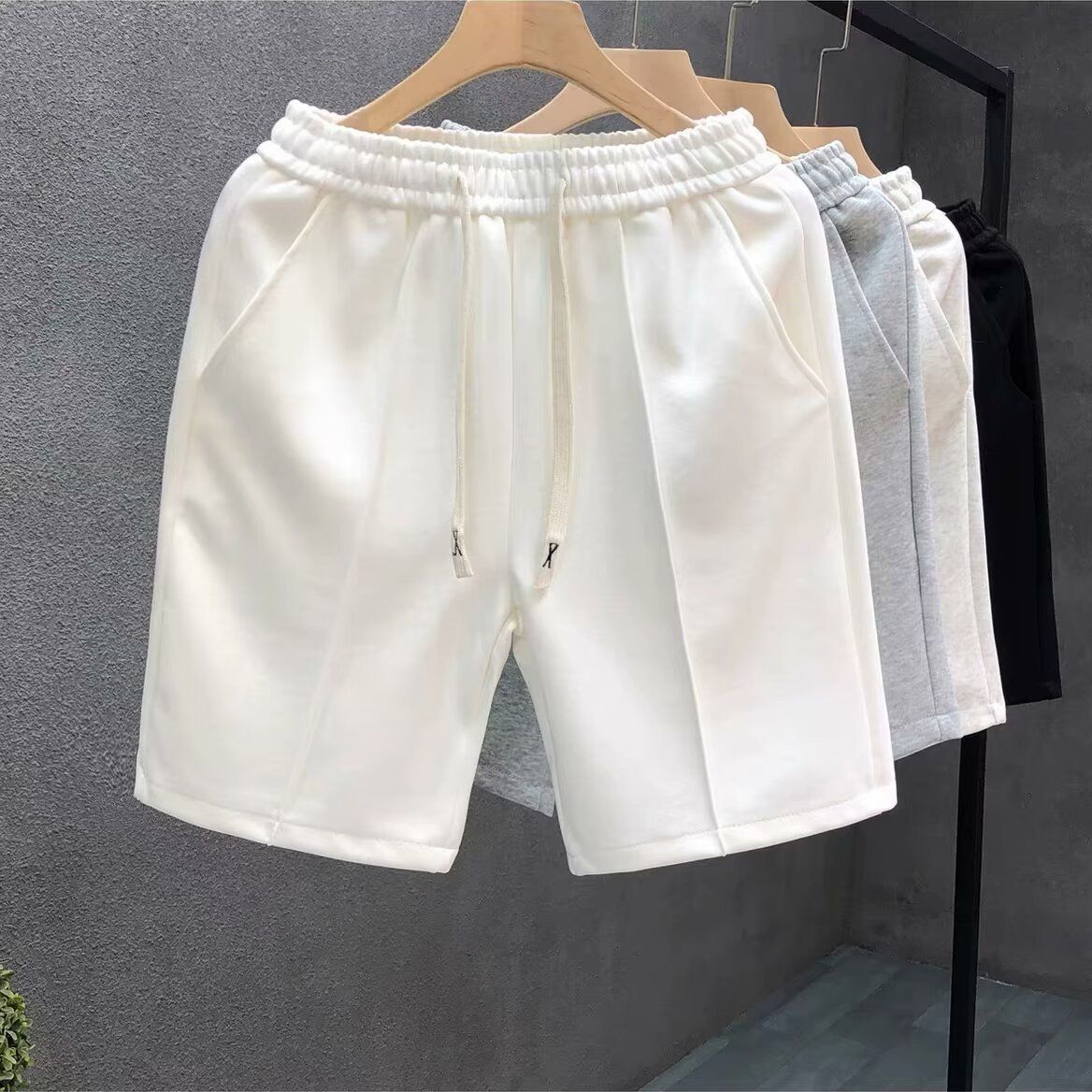 Men's Quick-Dry Drawstring Shorts 5" Inseam Mid Waist Beach & Gym Essential CoastalFlex Comfortable Polyester Shorts For Spring Summer Autumn_viptrois.com