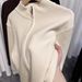 Men's Clothing Zip-Up Knit Sweater Semi-Turtle Neck Long Sleeve Casual Cardigan – Breathable Cotton Blend, Loose Fit(Black, Coffee, Beige)_viptrois.com