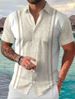 Men's Clothing Thin Breathable Beach Leisure Printed Striped Short Sleeved Shirt_viptrois.com