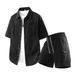 Cross Border New Summer Casual Large Size Suits For Men Summer Trend Short Sleeved Shirts Half Length Shorts Loose Two Piece Suits_viptrois.com