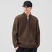 Streetwear Stand Collar Knit Sweater – Premium Polyester Pullover For Men (M-3XL, Relaxed Fit, Luxury Texture)_viptrois.com