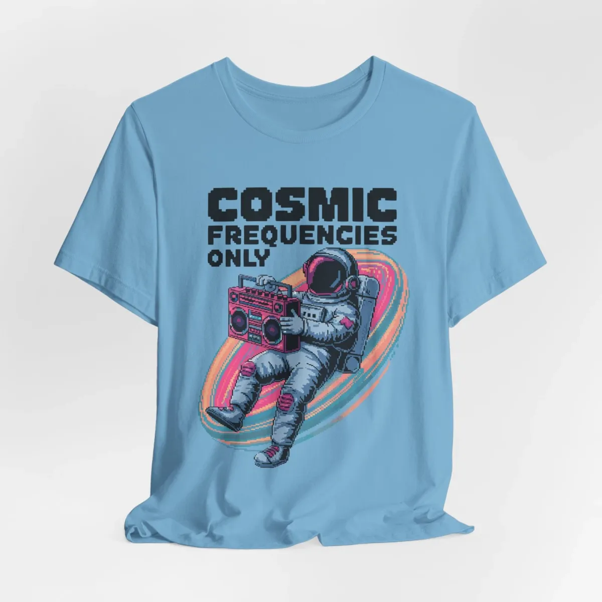 Cosmic Frequencies T-Shirt Mens Womens Tees Top – Retro Space Vibes, Music Inspired Unisex Tee_viptrois.com