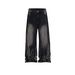 Man's clothing Men's and women's wash water to do old pants men's and women's laser texture white straight leg high street style jeans_viptrois.com