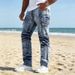 Men's Straight Leg Jeans Multi Pocket Design American Casual Versatile Trousers for All Seasons_viptrois.com