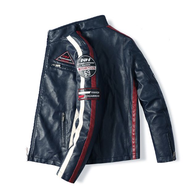 Men's Vintage Motorcycle Jacket Fashion New Biker Leather Jacket Male Embroidery Bomber Coat Winter Fleece Pu Overcoat_viptrois.com