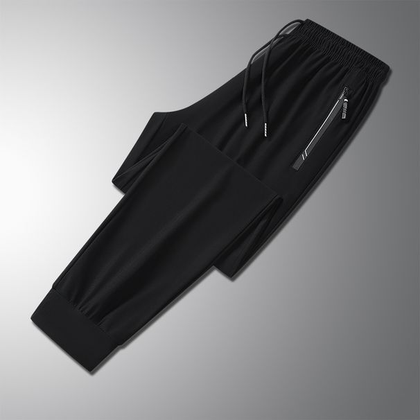 Men's Clothing Men's Straight Leg Ice Silk Trousers Summer Hot Style Solid Color Quick Drying Cool Sports Trousers_viptrois.com