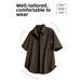 Unisex Heavyweight Workwear Short Sleeve Shirt - 40s Cotton Twill, Drop Shoulder, Relaxed Fit With Chest Pockets_viptrois.com