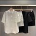 Men's Clothing Houndstooth Lapel Shirt Casual Shorts Two Piece Suit New Couple Student Loose Versatile Suit_viptrois.com